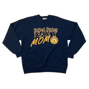Vintage US Navy Mom Sweatshirt Womens XL Extra Large Blue MJ Soffe Made in USA